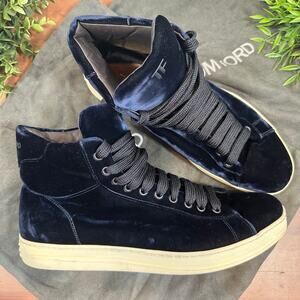 Tom Ford Men's Blue Velvet Russell High Top Sneakers Size 11